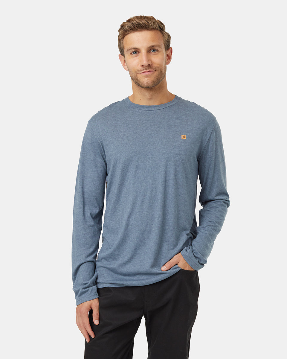 Tentree Men's TreeBlend Baker Longsleeve - Blue Mirage Heather