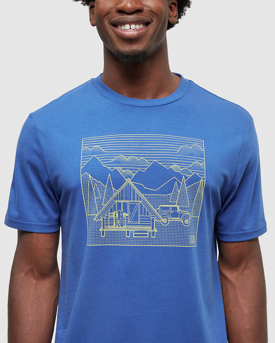 Tentree Men's Front Country Cabin T-Shirt - Seaport Chartreuse