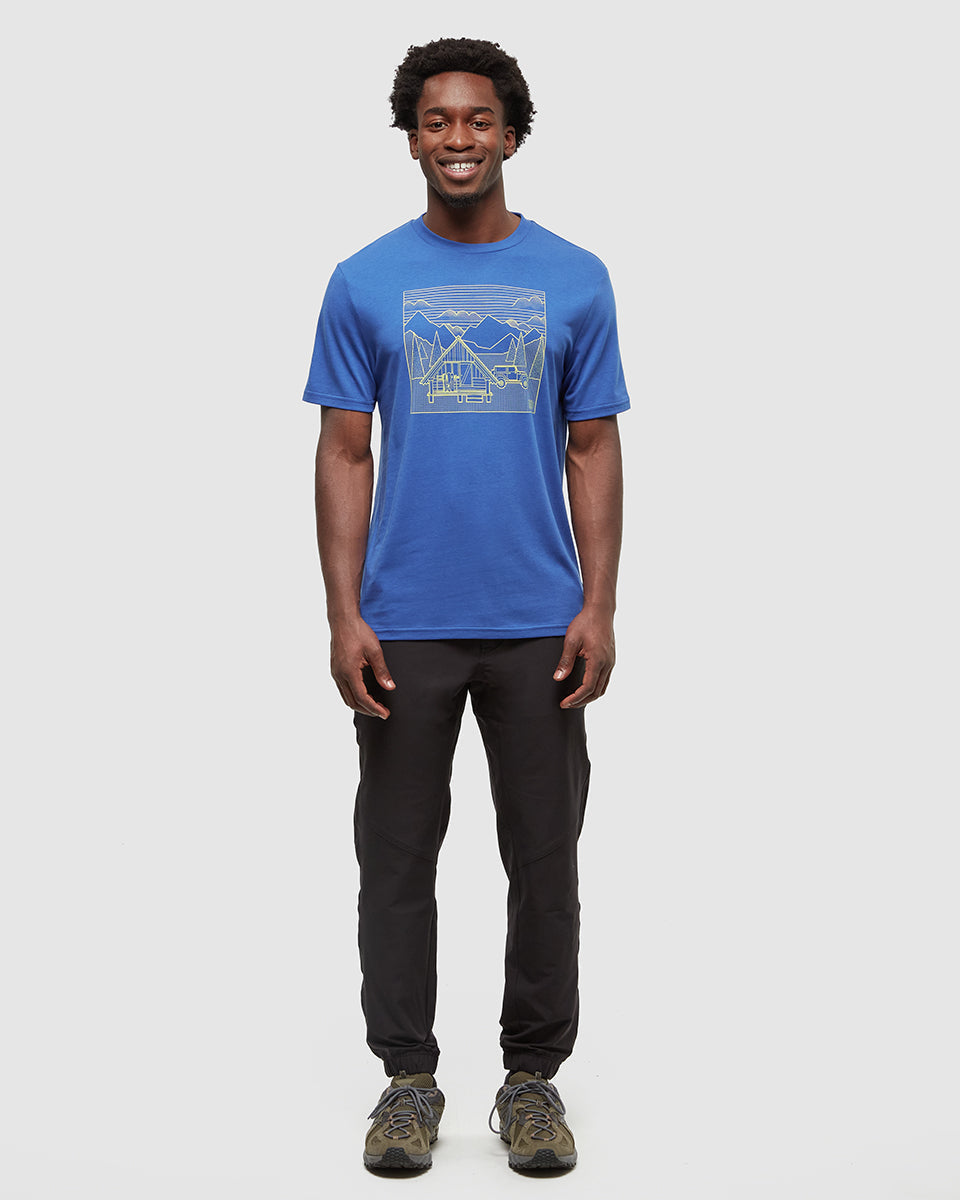 Tentree Men's Front Country Cabin T-Shirt - Seaport Chartreuse