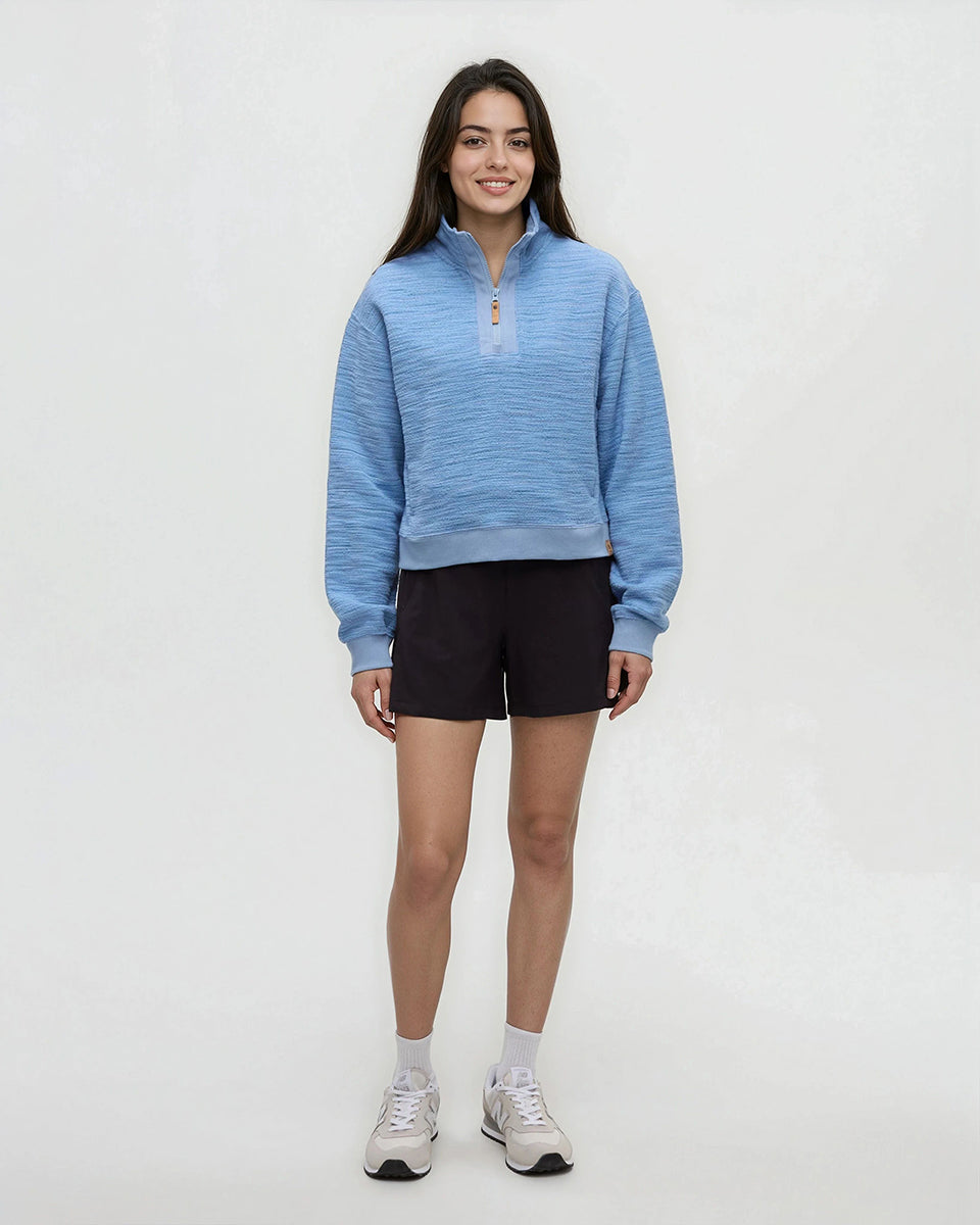 Tentree Women's Elkhorn 1/4 Zip - Lakeside Stone Flash Stripe