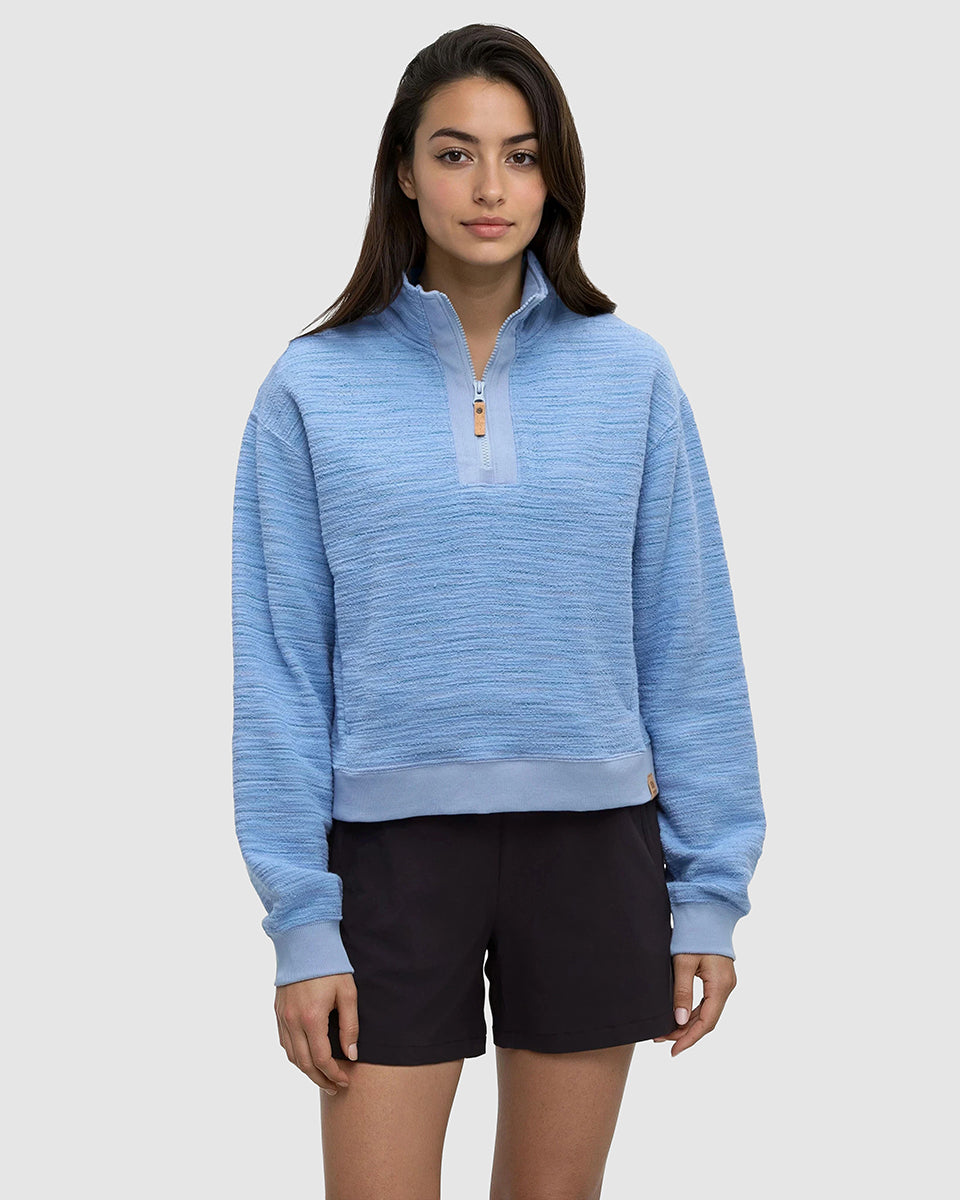 Tentree Women's Elkhorn 1/4 Zip - Lakeside Stone Flash Stripe