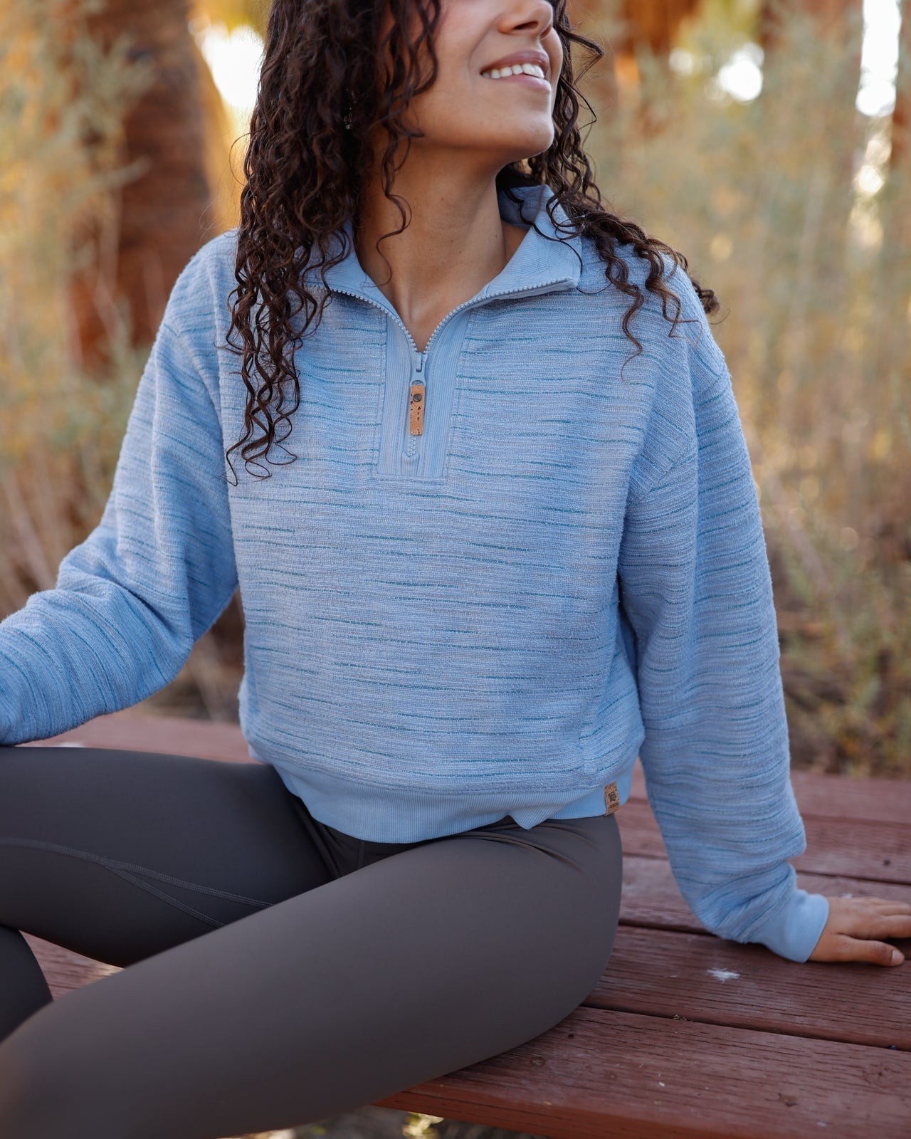 Tentree Women's Elkhorn 1/4 Zip - Lakeside Stone Flash Stripe