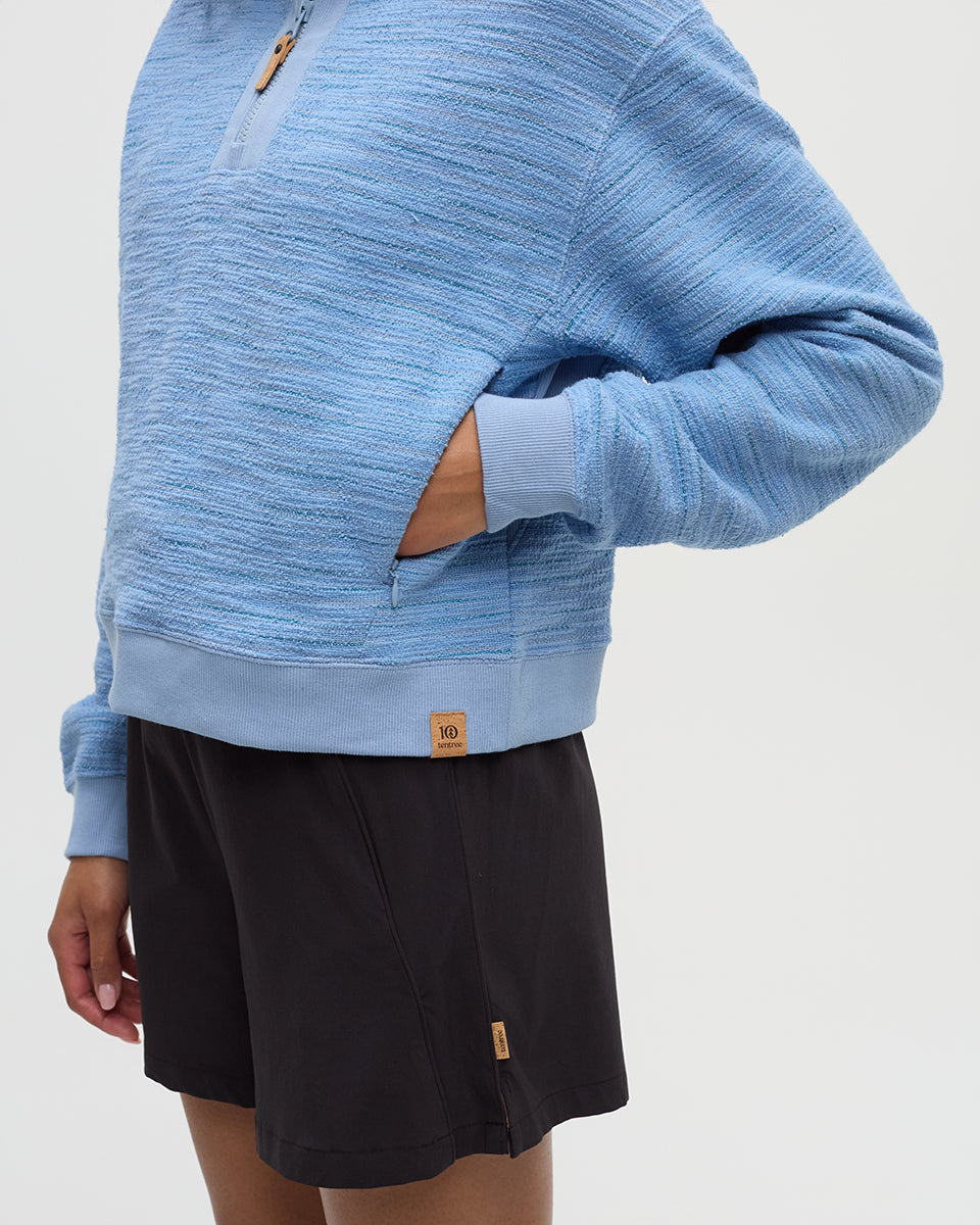 Tentree Women's Elkhorn 1/4 Zip - Lakeside Stone Flash Stripe