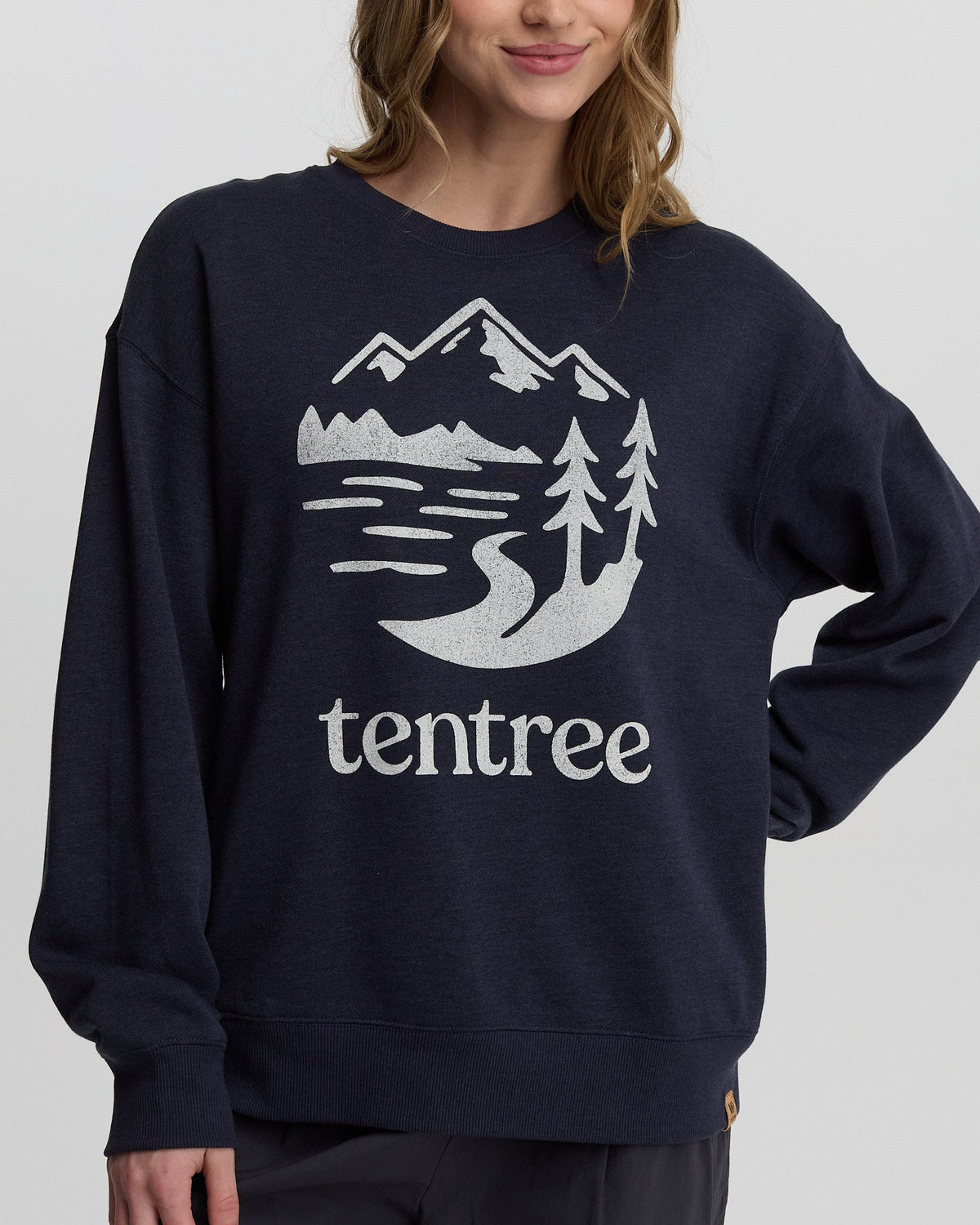 Tentree Women's Mountain Trees Crew - Midnight Blue White
