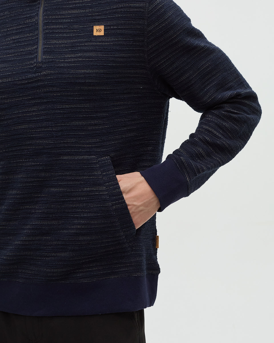 Tentree Men's Powell 1/4 Zip - Midnight Blue Flash Stripe