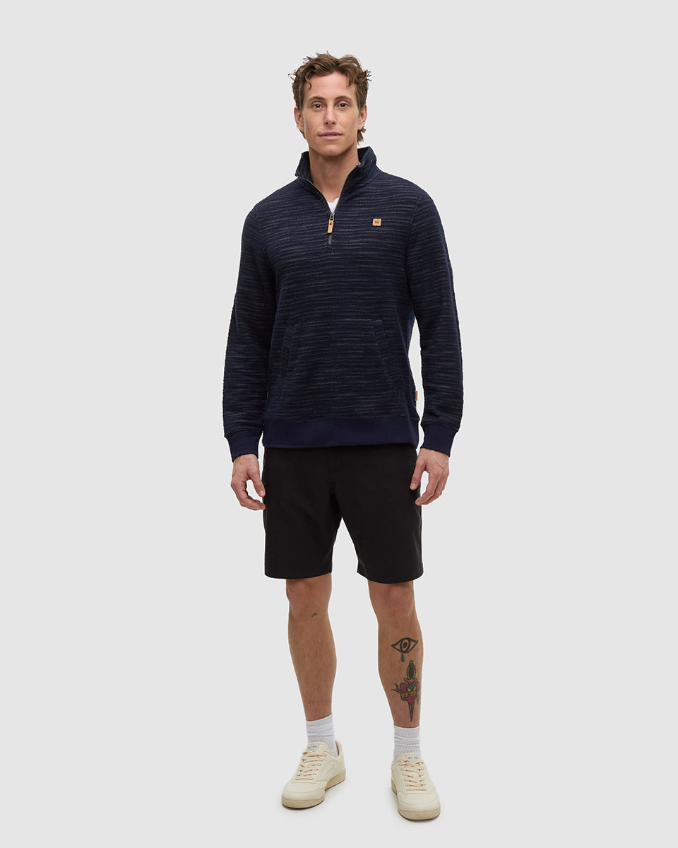 Tentree Men's Powell 1/4 Zip - Midnight Blue Flash Stripe