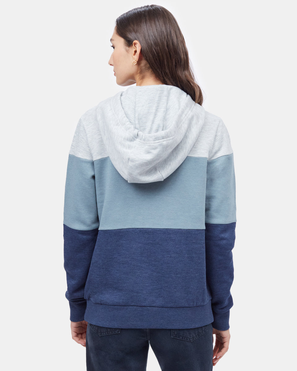 Tentree Blocked Banshee Hoodie - Hi Rise Grey Heather Storm Blue Midnight Blue