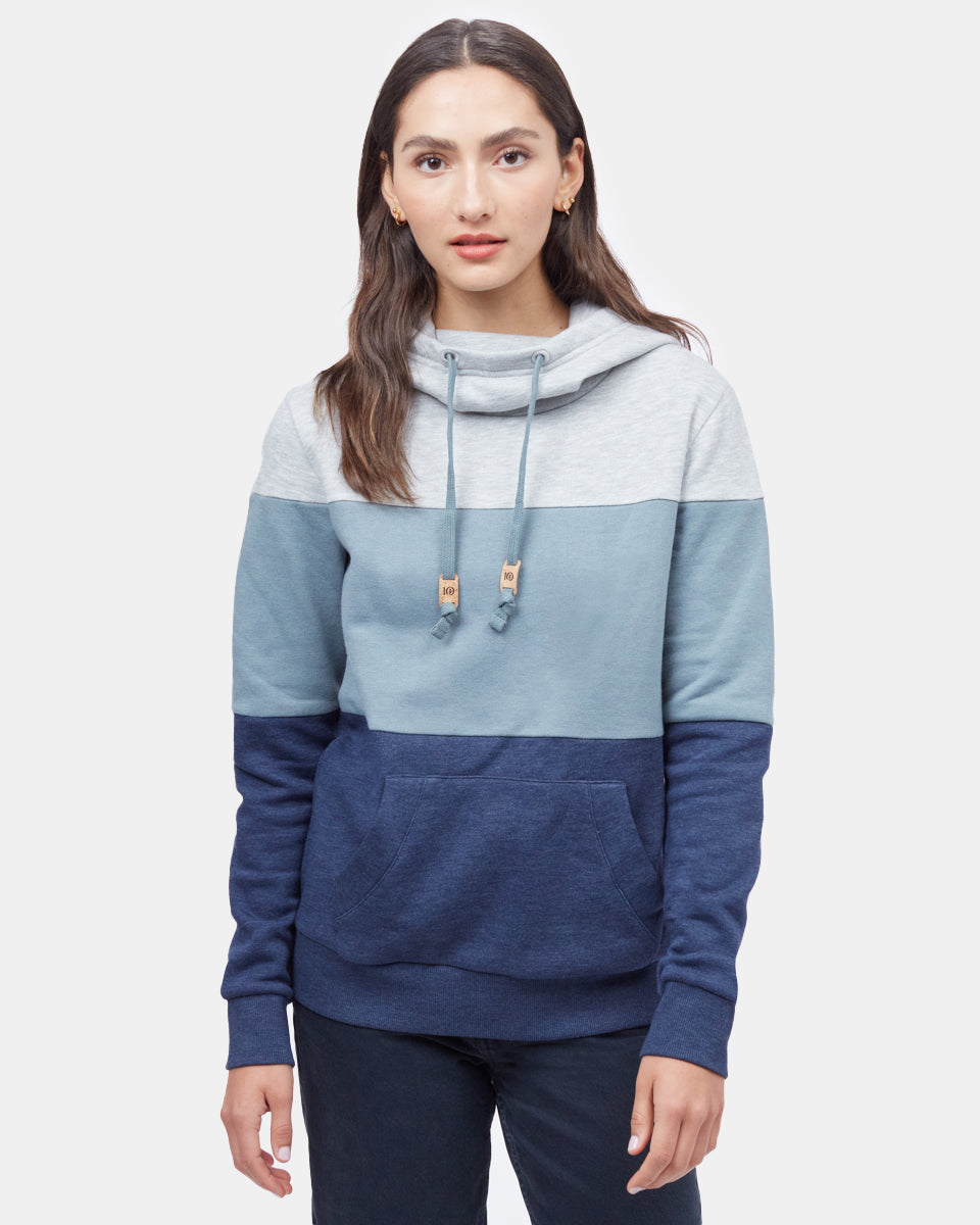 Tentree Blocked Banshee Hoodie - Hi Rise Grey Heather Storm Blue Midnight Blue
