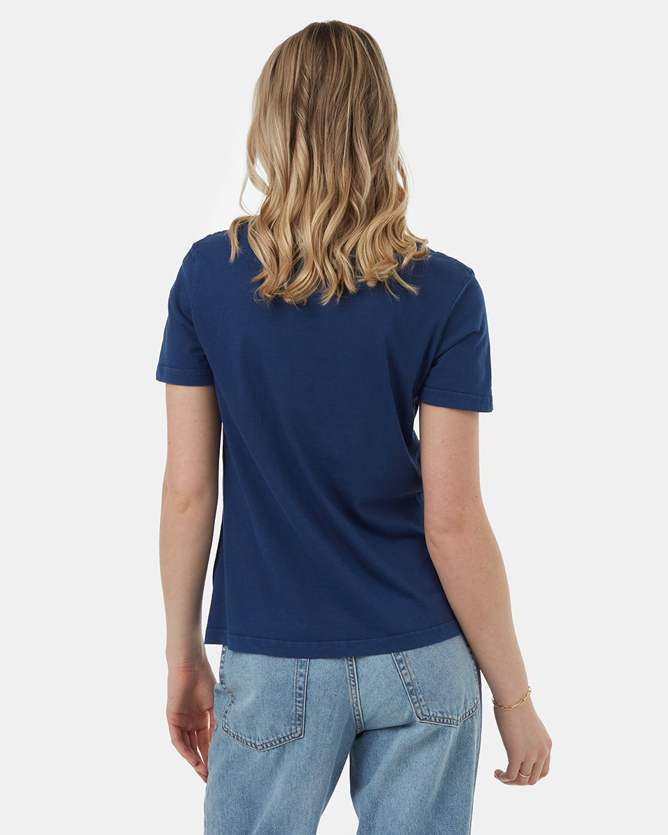 Tentree Women's Regenerative Cotton V-Neck T-Shirt - Dress Blue