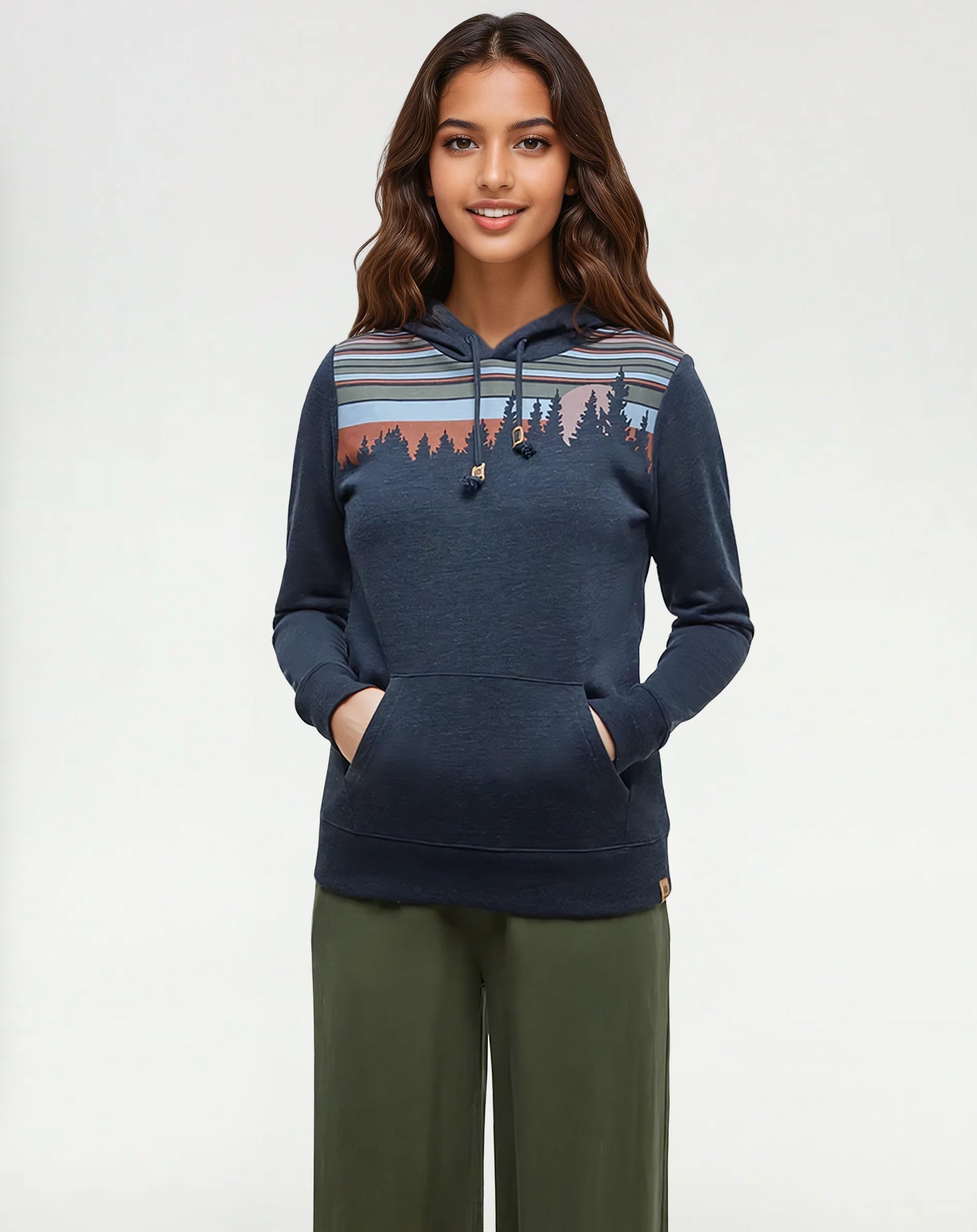 Tentree Women's Retro Juniper Hoodie - Midnight Blue Heather Blue Haze
