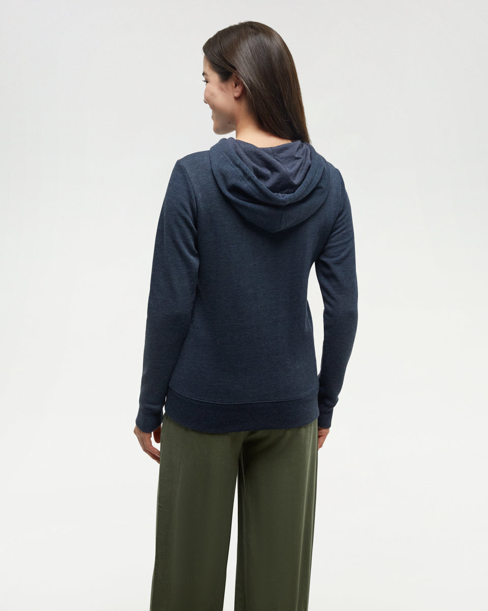 Tentree Women's Retro Juniper Hoodie - Midnight Blue Heather Blue Haze