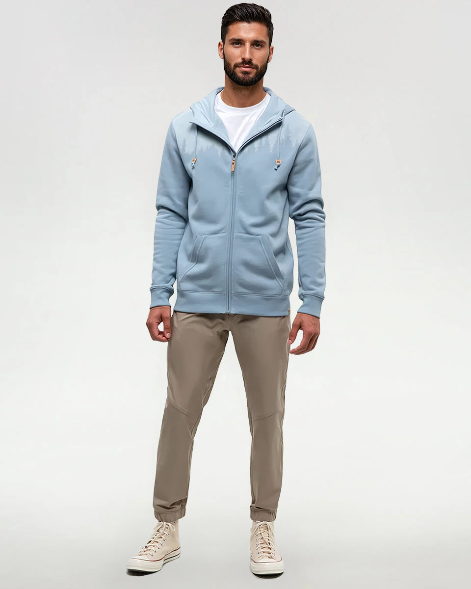 Tentree Men's Juniper Zip Hoodie - Blue Haze Heather White