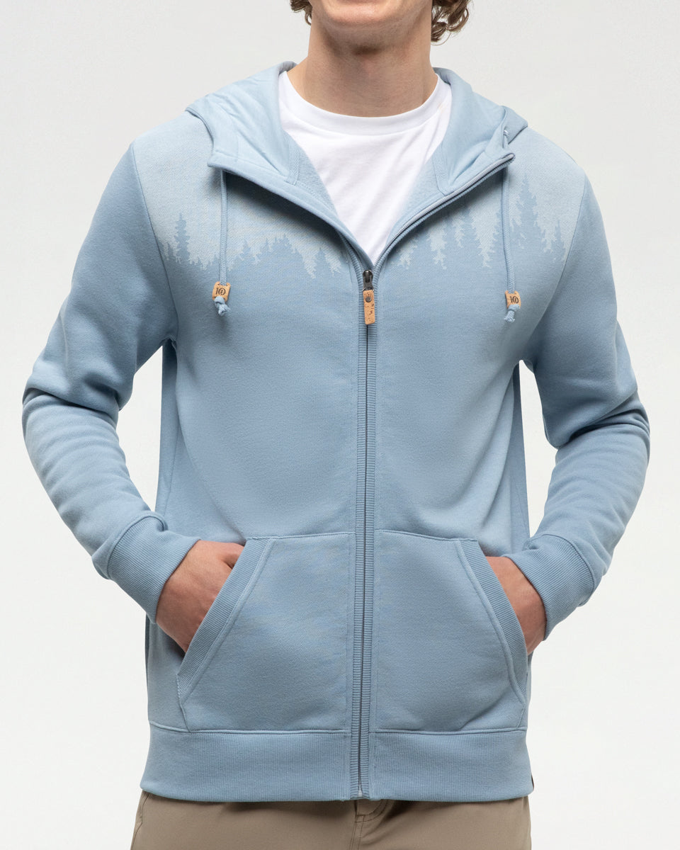 Tentree Men's Juniper Zip Hoodie - Blue Haze Heather White