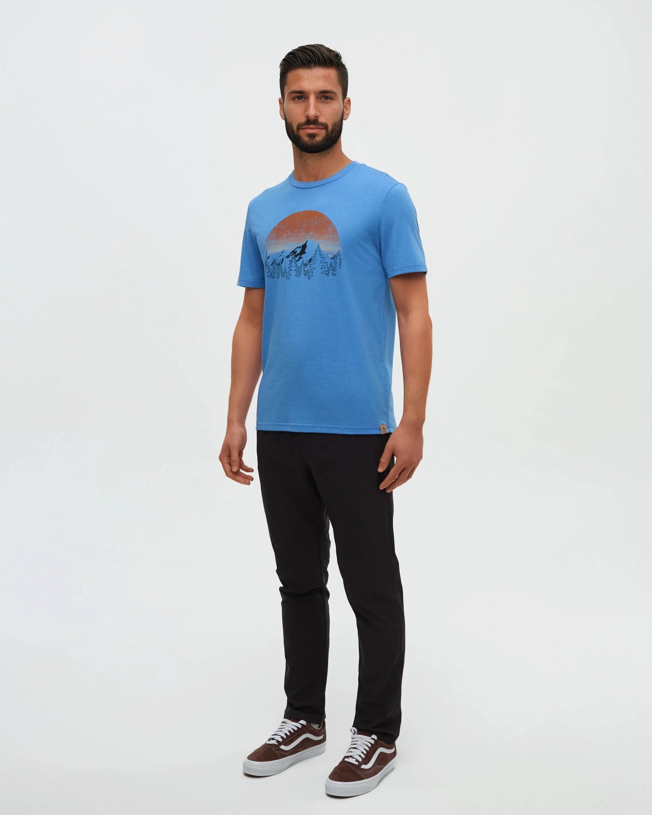 Tentree Men's Vintage Sunset T-Shirt - Blue Lagoon Heather Dusk Yellow