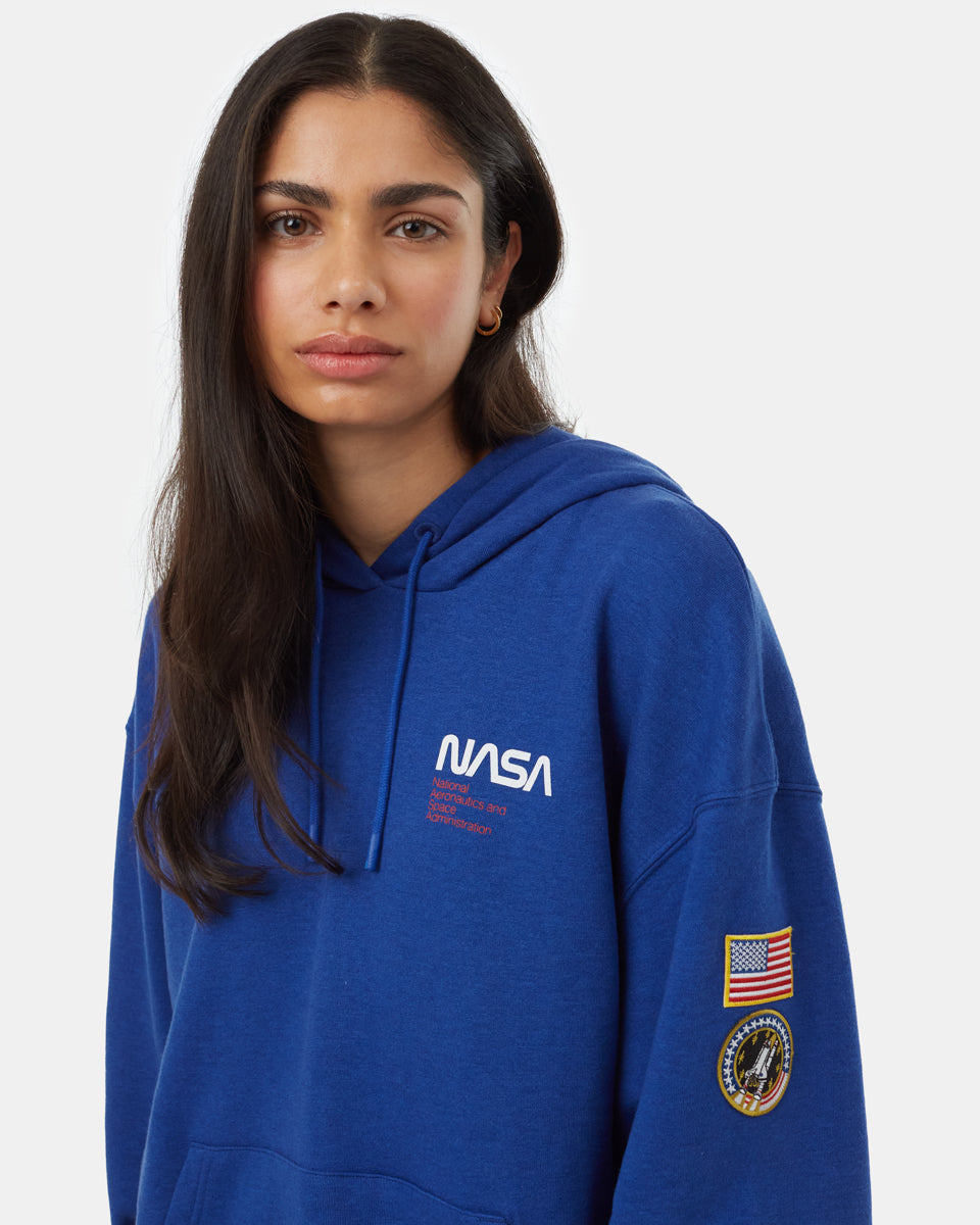 Tentree Women's Shuttle Patch Hoodie - Mazarine Blue Bright White