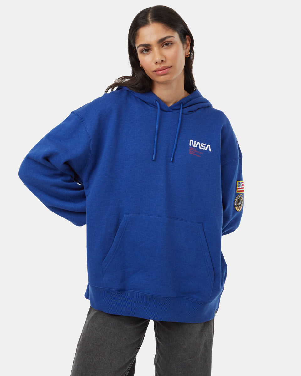 Tentree Women's Shuttle Patch Hoodie - Mazarine Blue Bright White