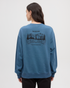 Tentree Women's Floral Heritage Crew - Blue Horizon Meteorite Black