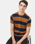 Tentree Rugby Stripe T-Shirt - Rubber Brown Midnight Blue Rugby Stripe