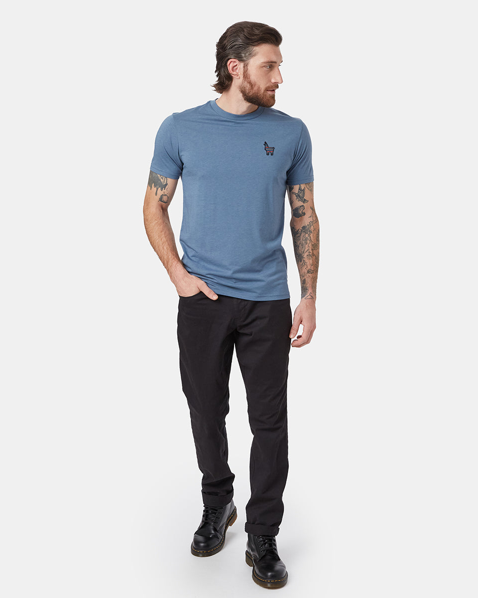 Tentree Peru Embroidered Llama T-Shirt - Vintage Blue
