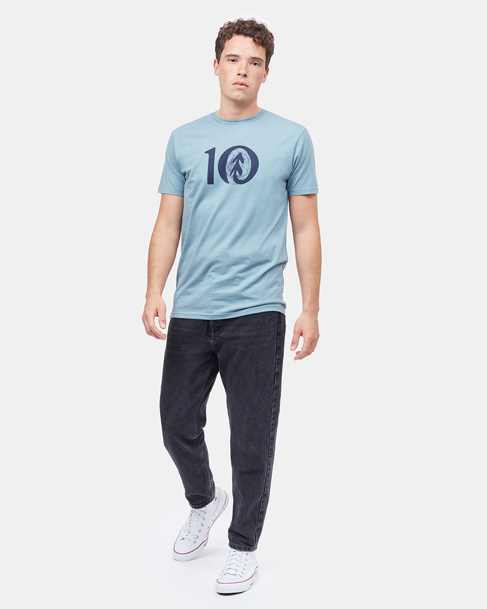Tentree Woodgrain Ten T-Shirt - Storm Blue Heather