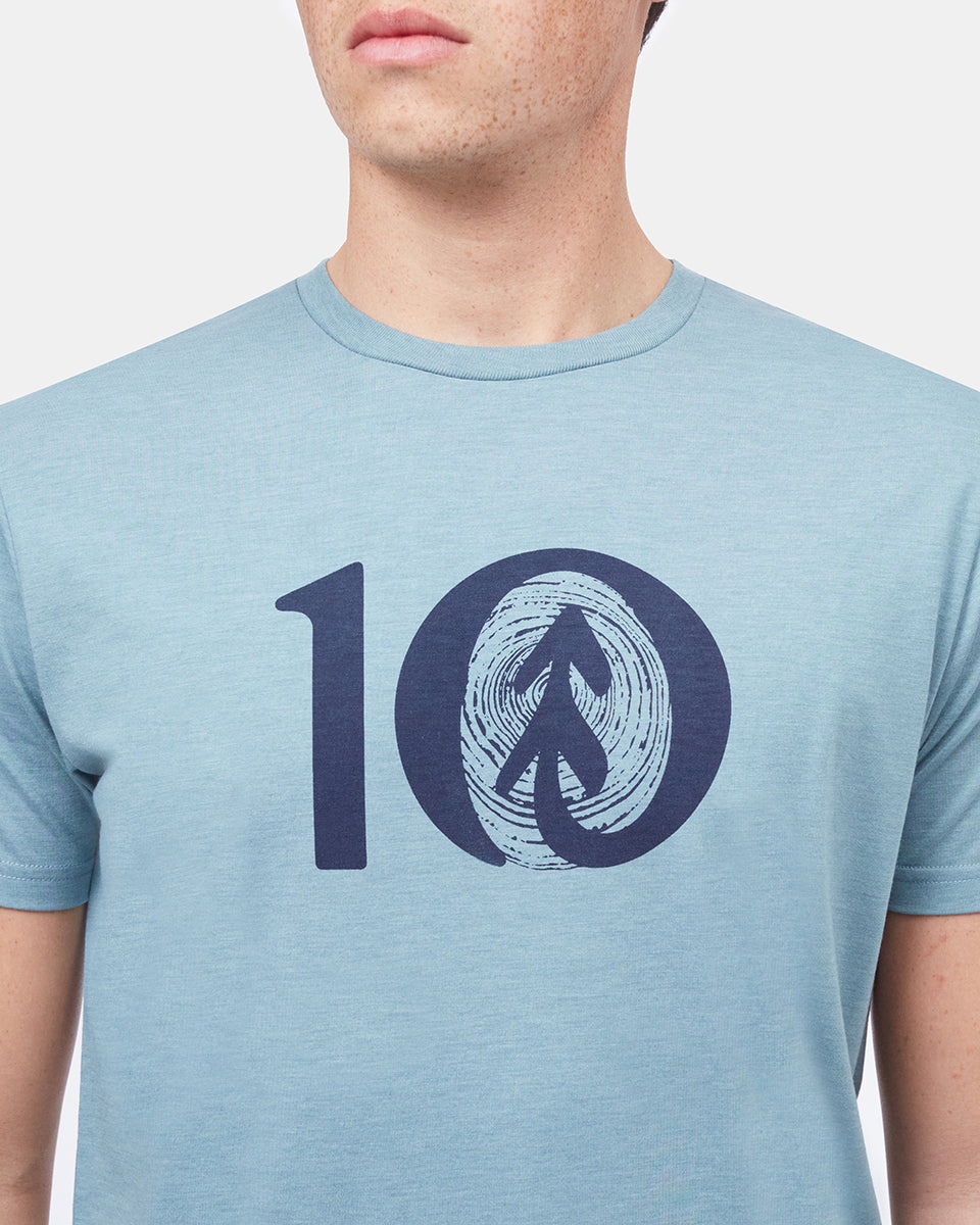 Tentree Woodgrain Ten T-Shirt - Storm Blue Heather