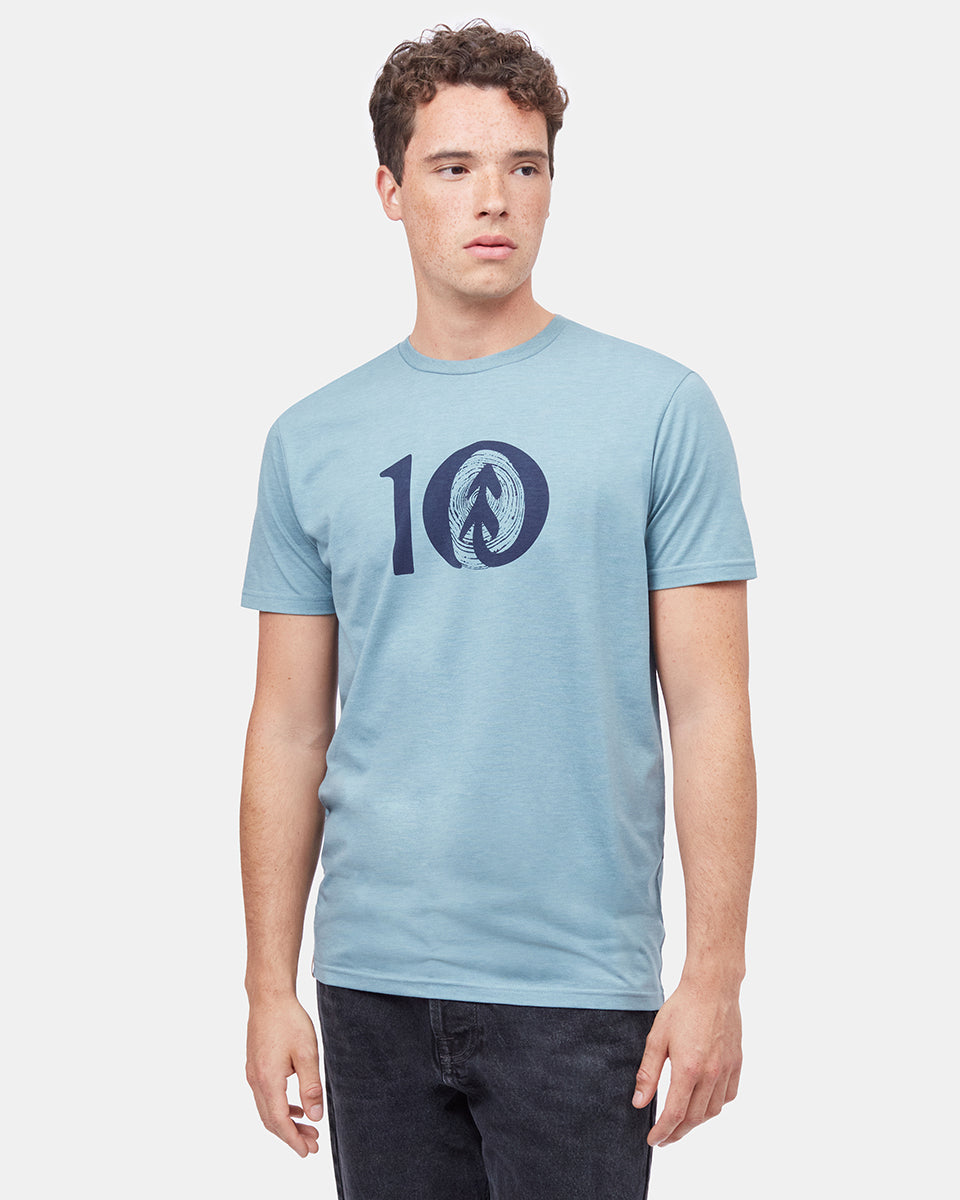 Tentree Woodgrain Ten T-Shirt - Storm Blue Heather