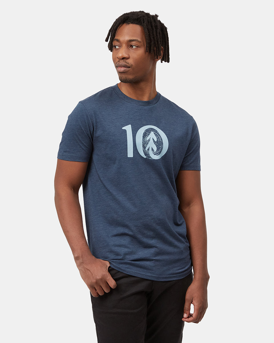 Tentree Woodgrain Ten T-Shirt - Moonlit Ocean Heather