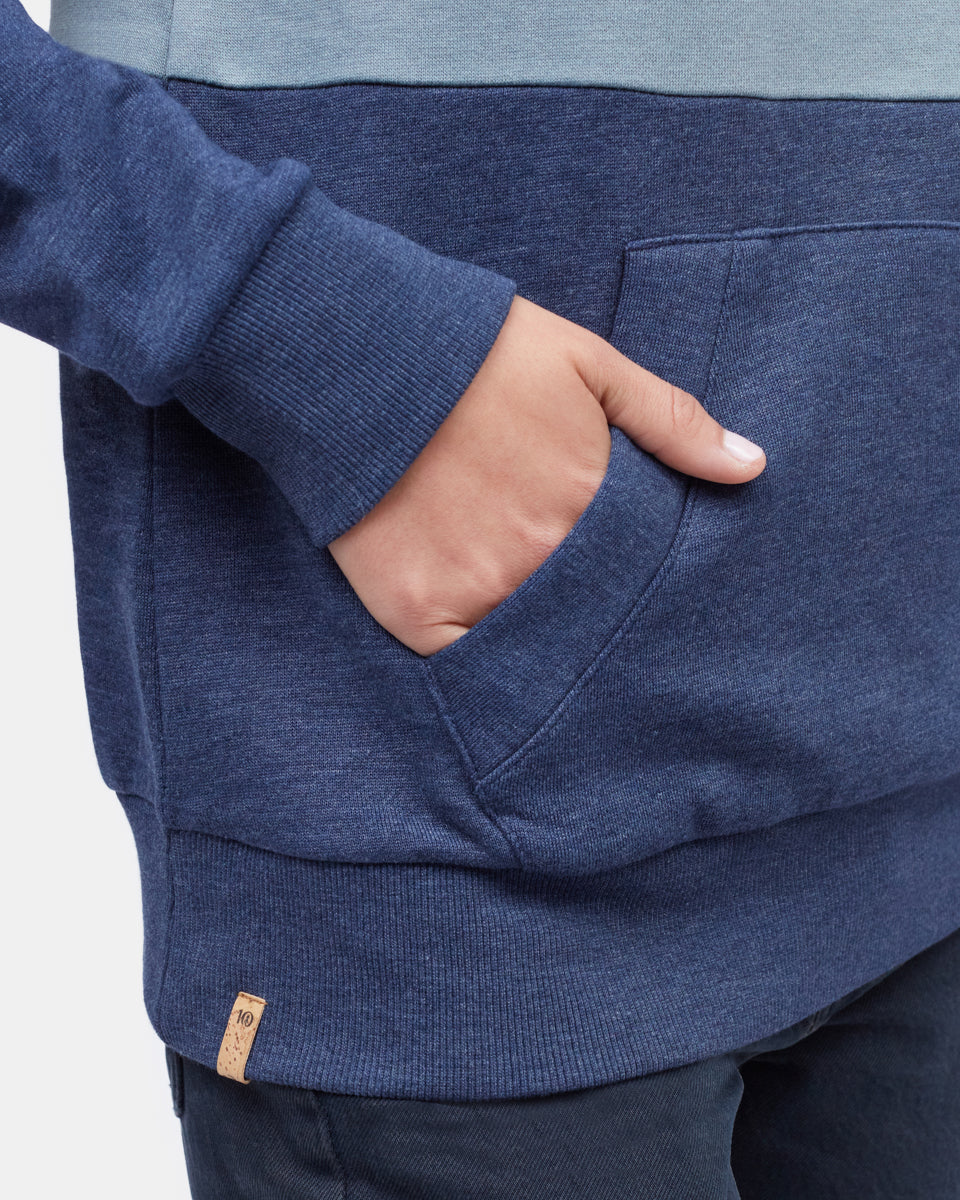 Tentree Blocked Banshee Hoodie - Hi Rise Grey Heather Storm Blue Midnight Blue