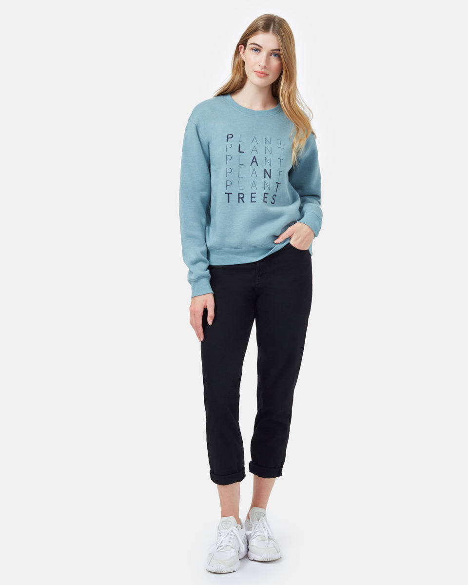 Tentree Women's Plant Trees Crew - Storm Blue Heather