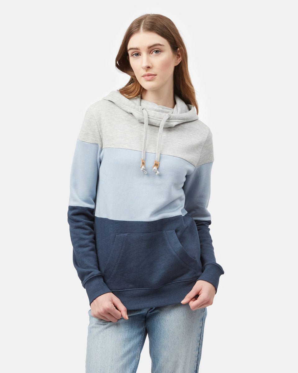 Tentree Blocked Banshee Hoodie - Hi Rise Grey Heather Blue Fog Moonlit Ocean