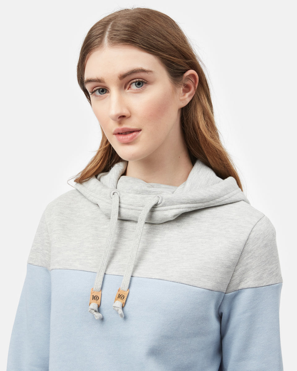 Tentree Blocked Banshee Hoodie - Hi Rise Grey Heather Blue Fog Moonlit Ocean