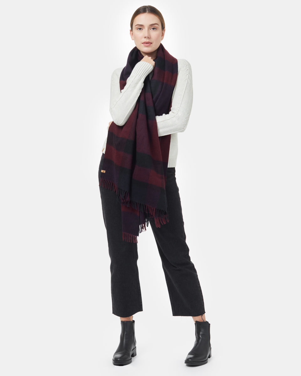 Tentree RWS Wool Woven Plaid Scarf - Mulberry Midnight Blue