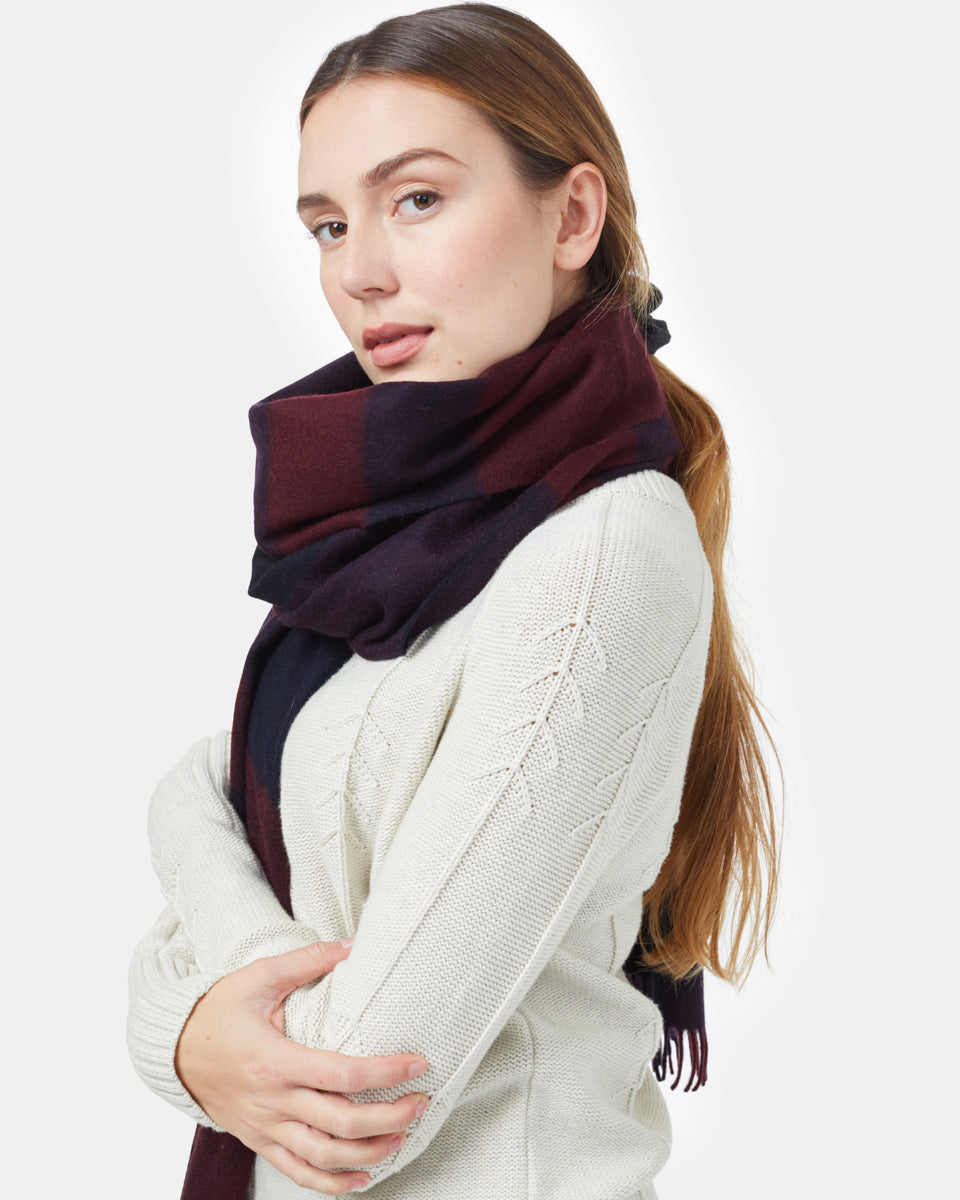 Tentree RWS Wool Woven Plaid Scarf - Mulberry Midnight Blue