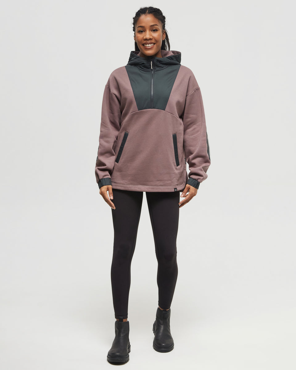 Tentree Women's SeaFleece Contrast 1/4 Zip - Elkwood Forest River Green