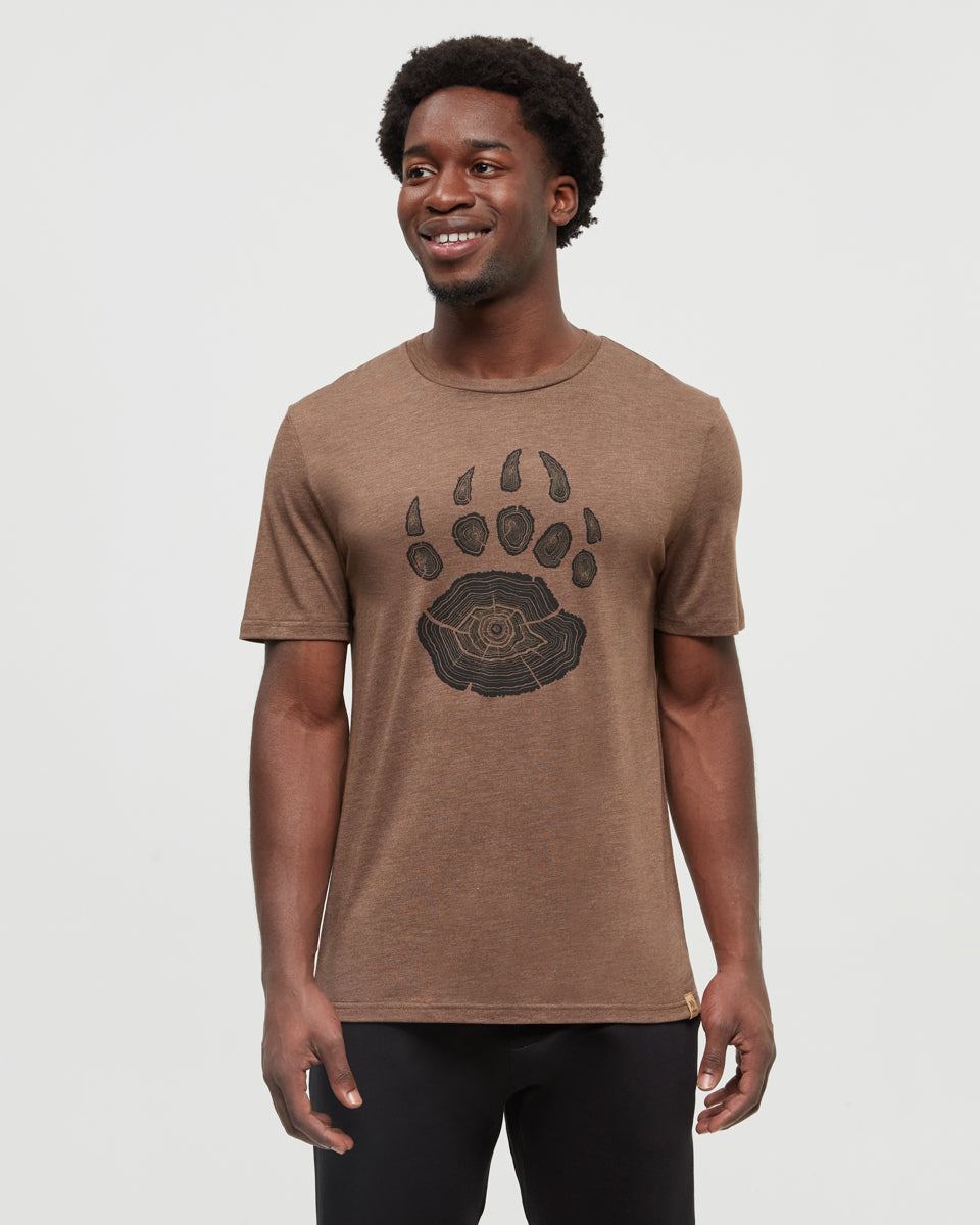 Tentree Men's Bear Claw T-Shirt - Clove Heather Meteorite Black
