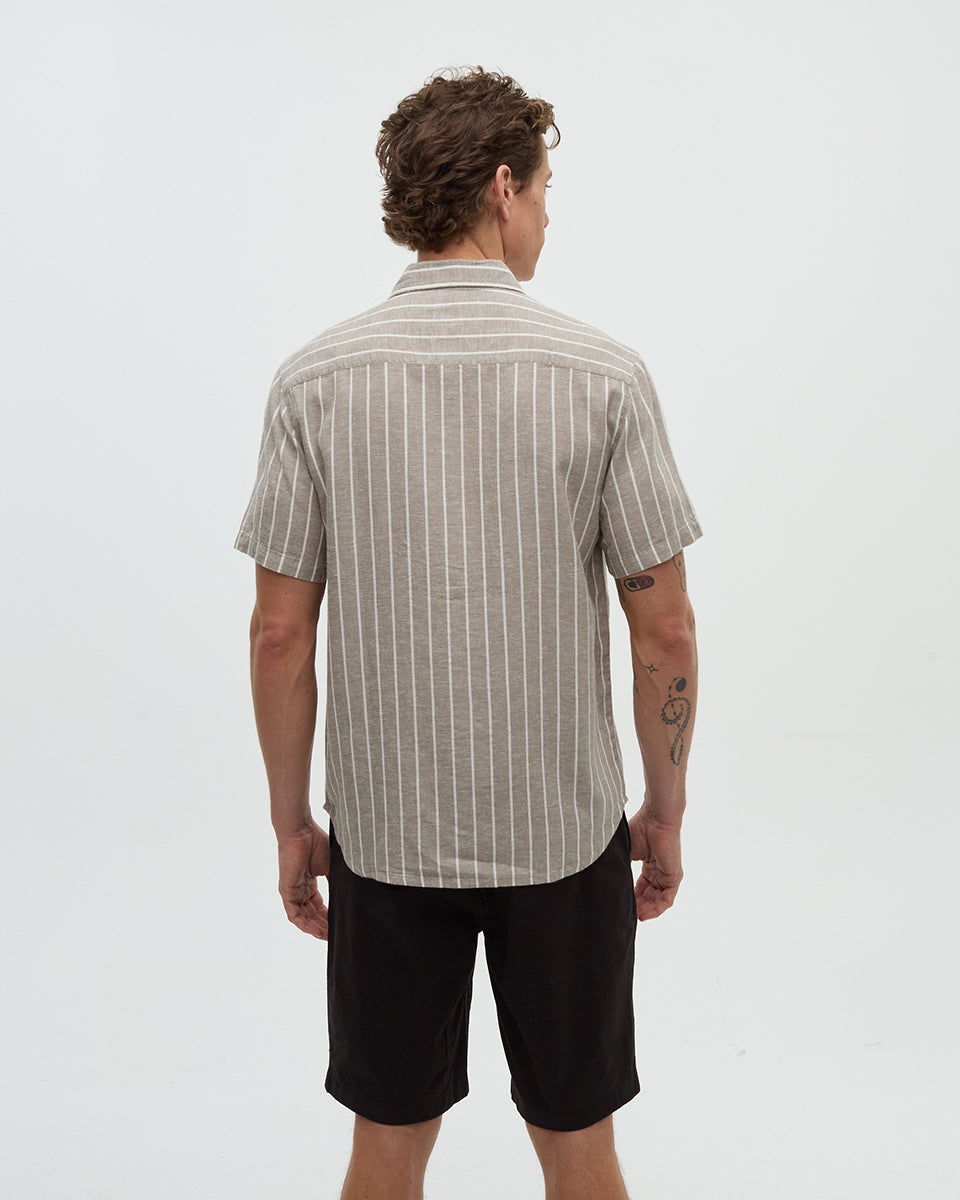 Tentree Men's Dundas Shirt - Clay Wide Pinstripe