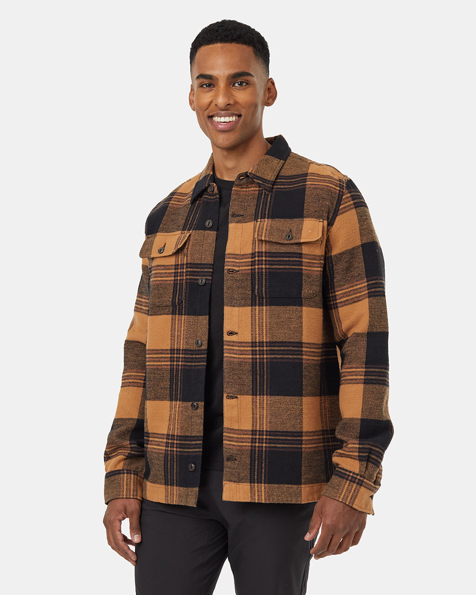 Tentree Men's Woodford Jacket - Camel Evergreen Plaid