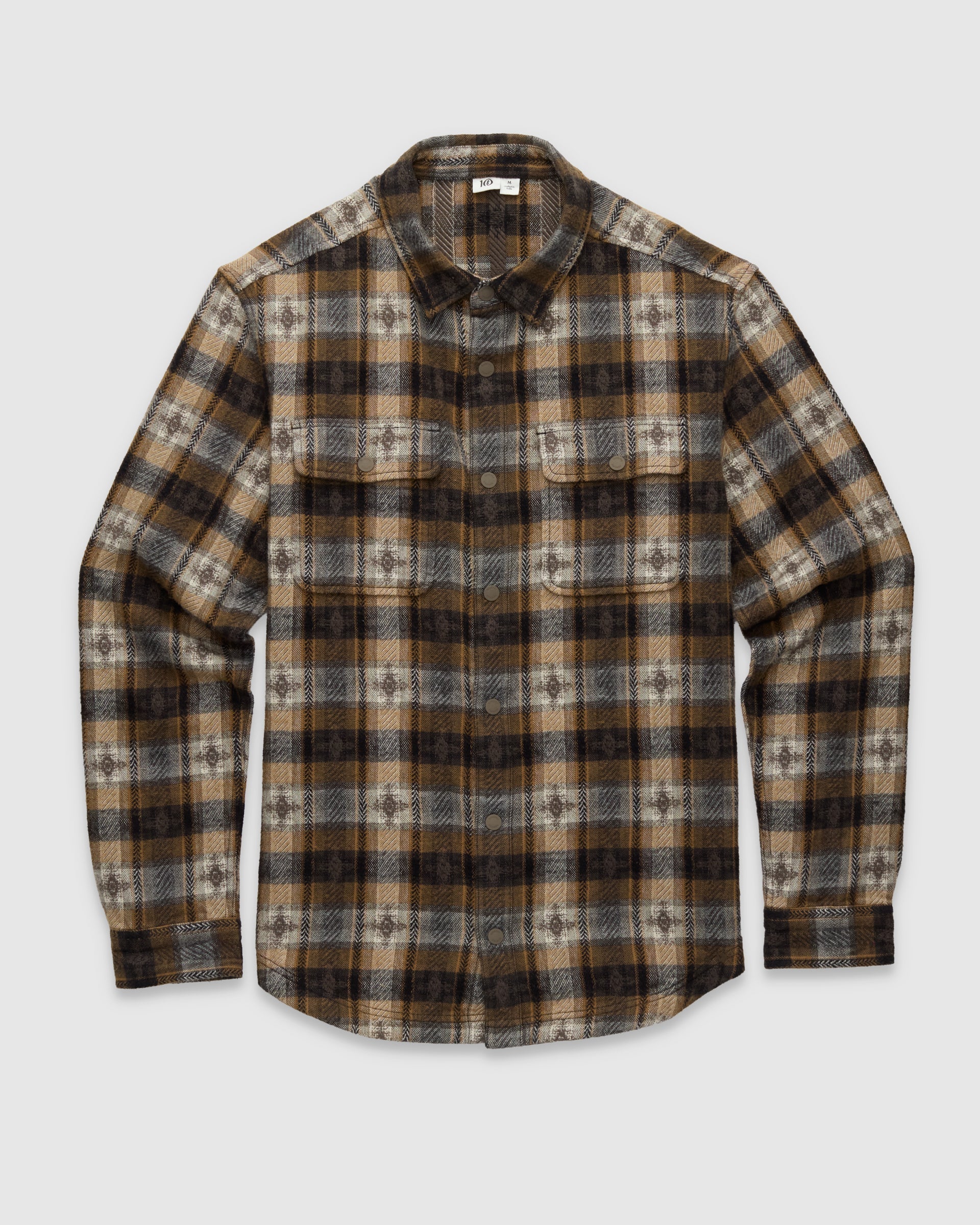 Tentree Men's Kapok Flannel Jacquard Colville - Hazelnut Field Jacquard