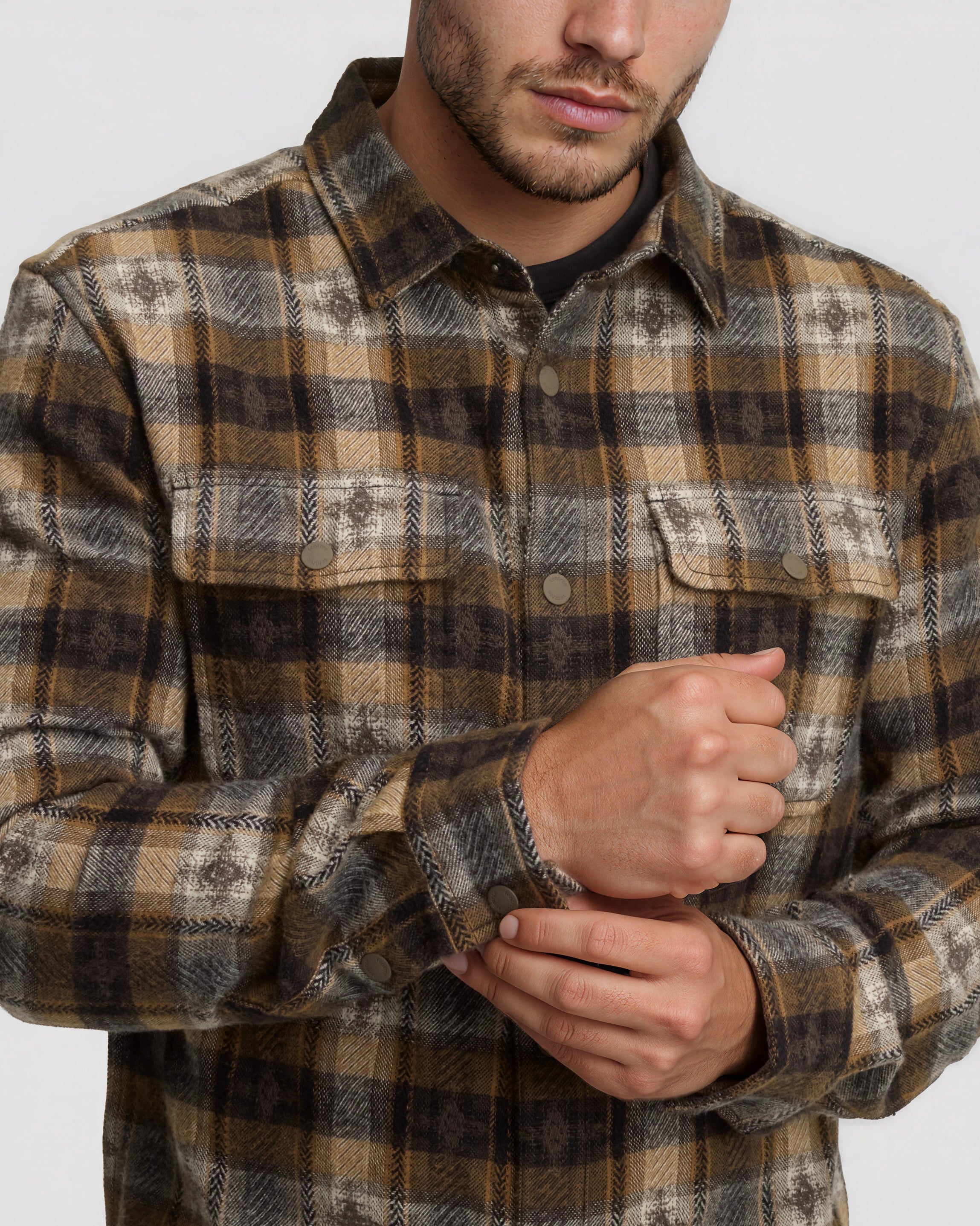 Tentree Men's Kapok Flannel Jacquard Colville - Hazelnut Field Jacquard