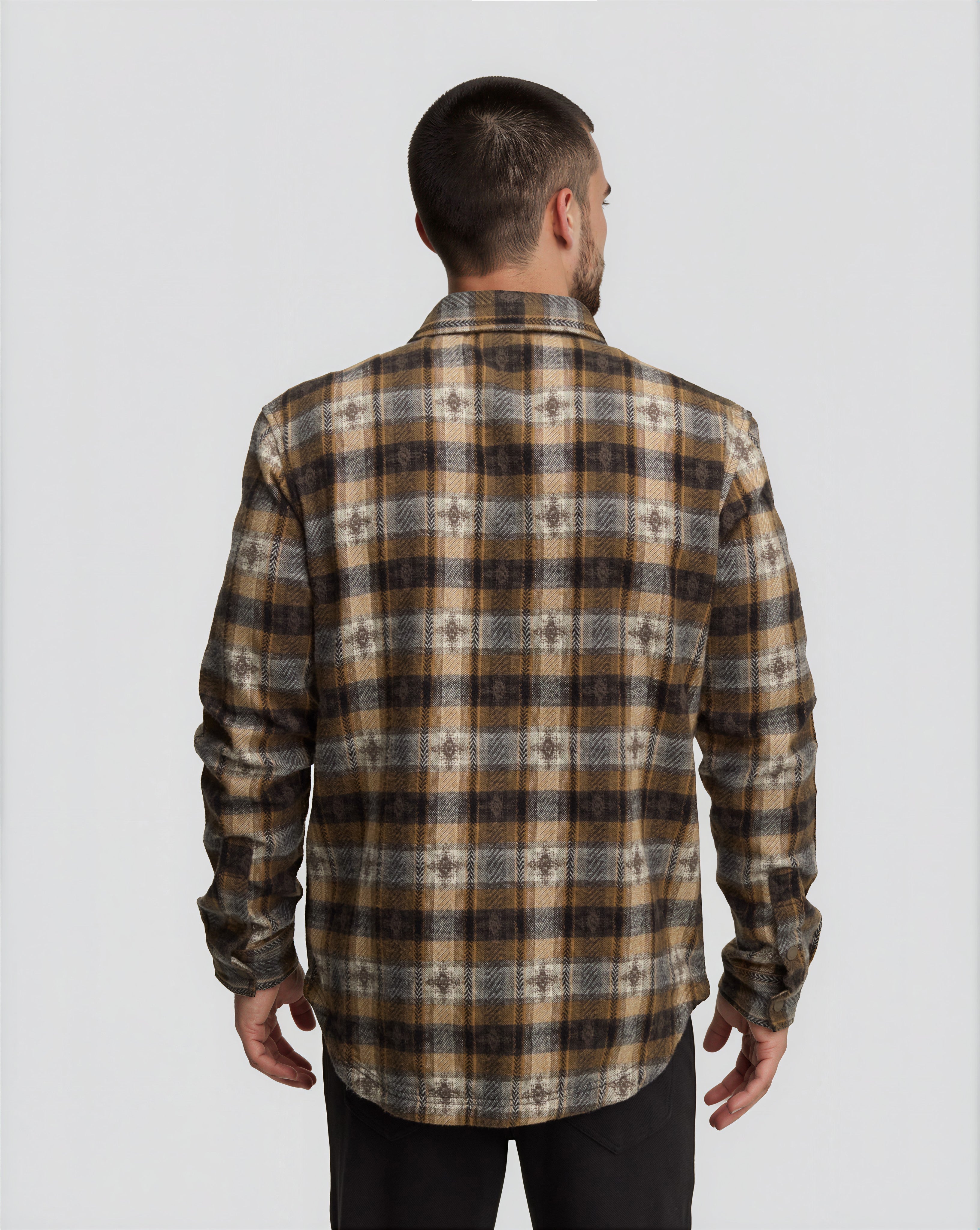 Tentree Men's Kapok Flannel Jacquard Colville - Hazelnut Field Jacquard