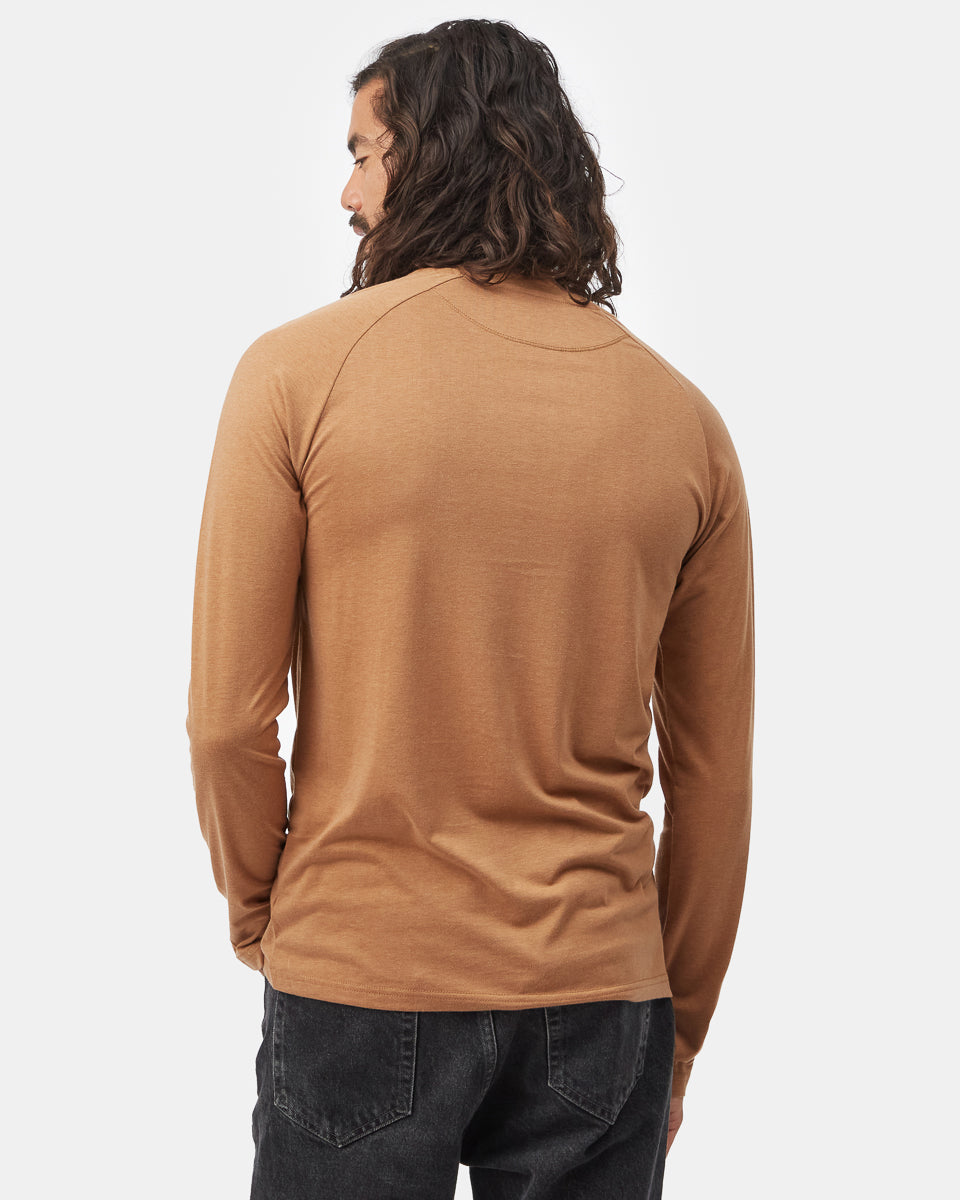 Tentree Men's TreeBlend Baker Henley Longsleeve - Foxtrot Brown