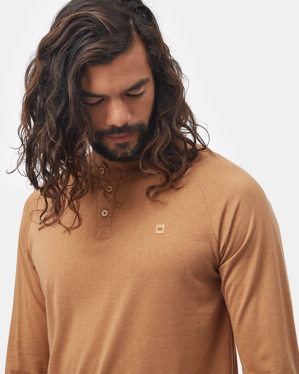 Tentree Men's TreeBlend Baker Henley Longsleeve - Foxtrot Brown