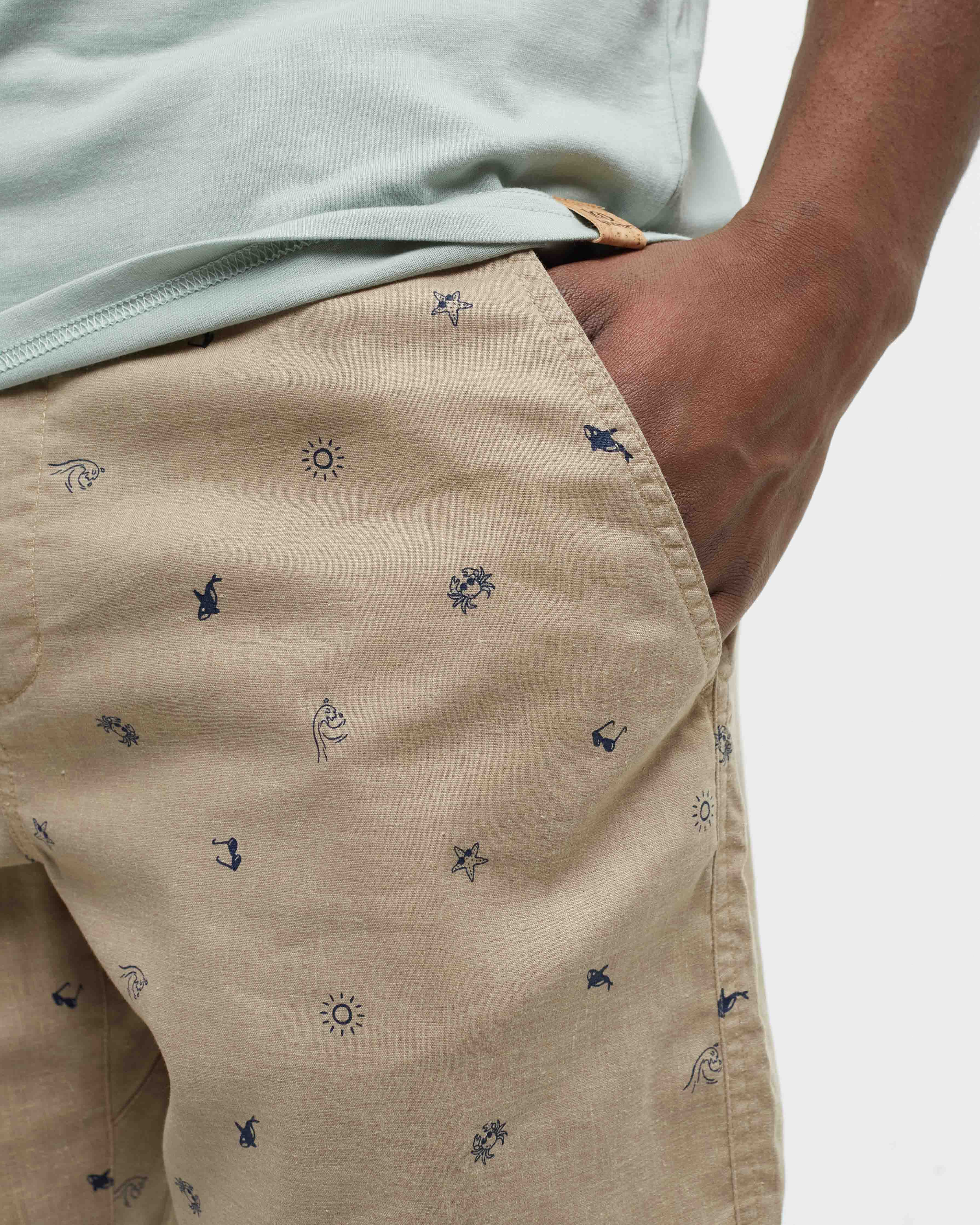 Tentree Men's Hemp Latitude Short - Khaki Ocean Adventure Marlin