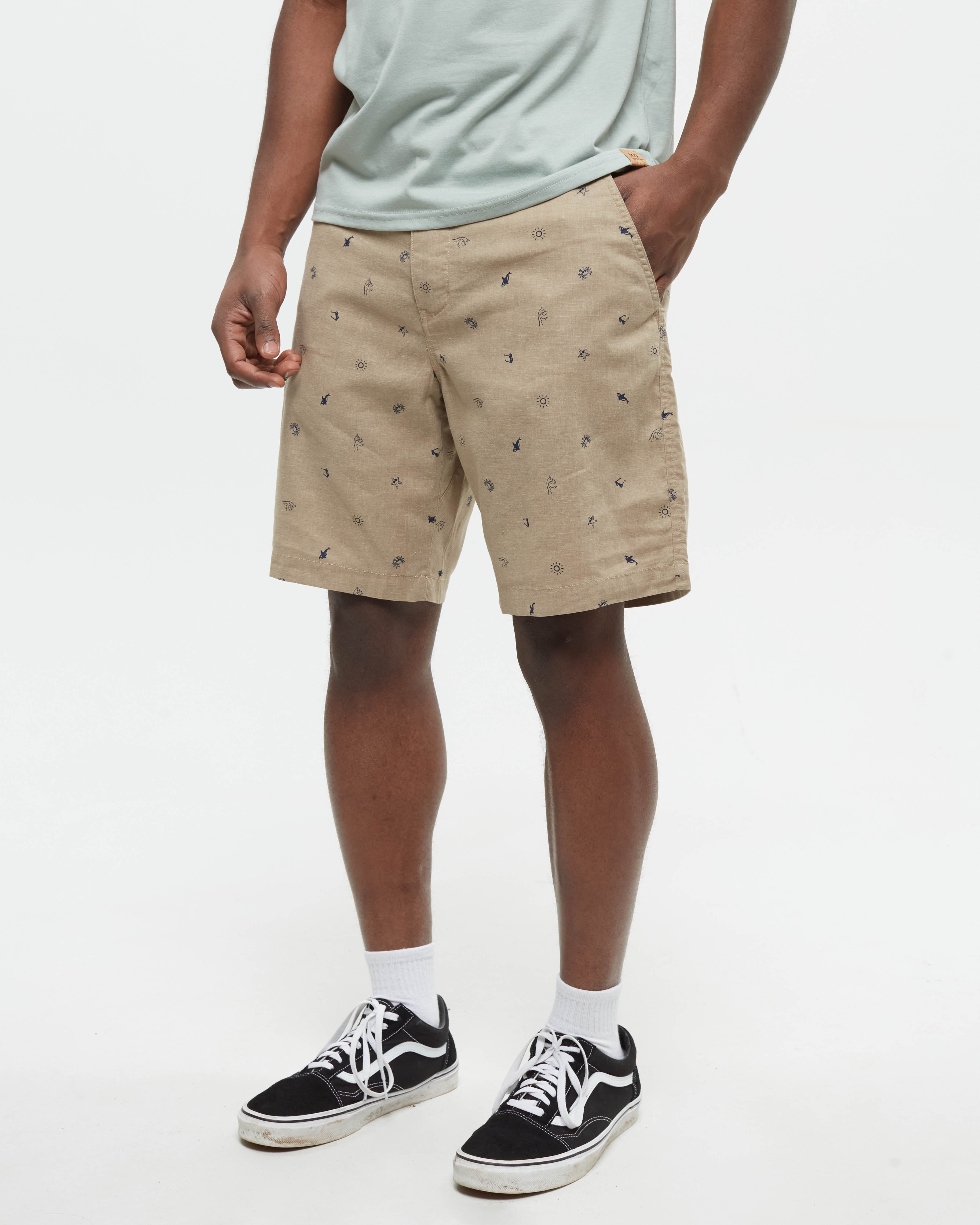 Tentree Men's Hemp Latitude Short - Khaki Ocean Adventure Marlin