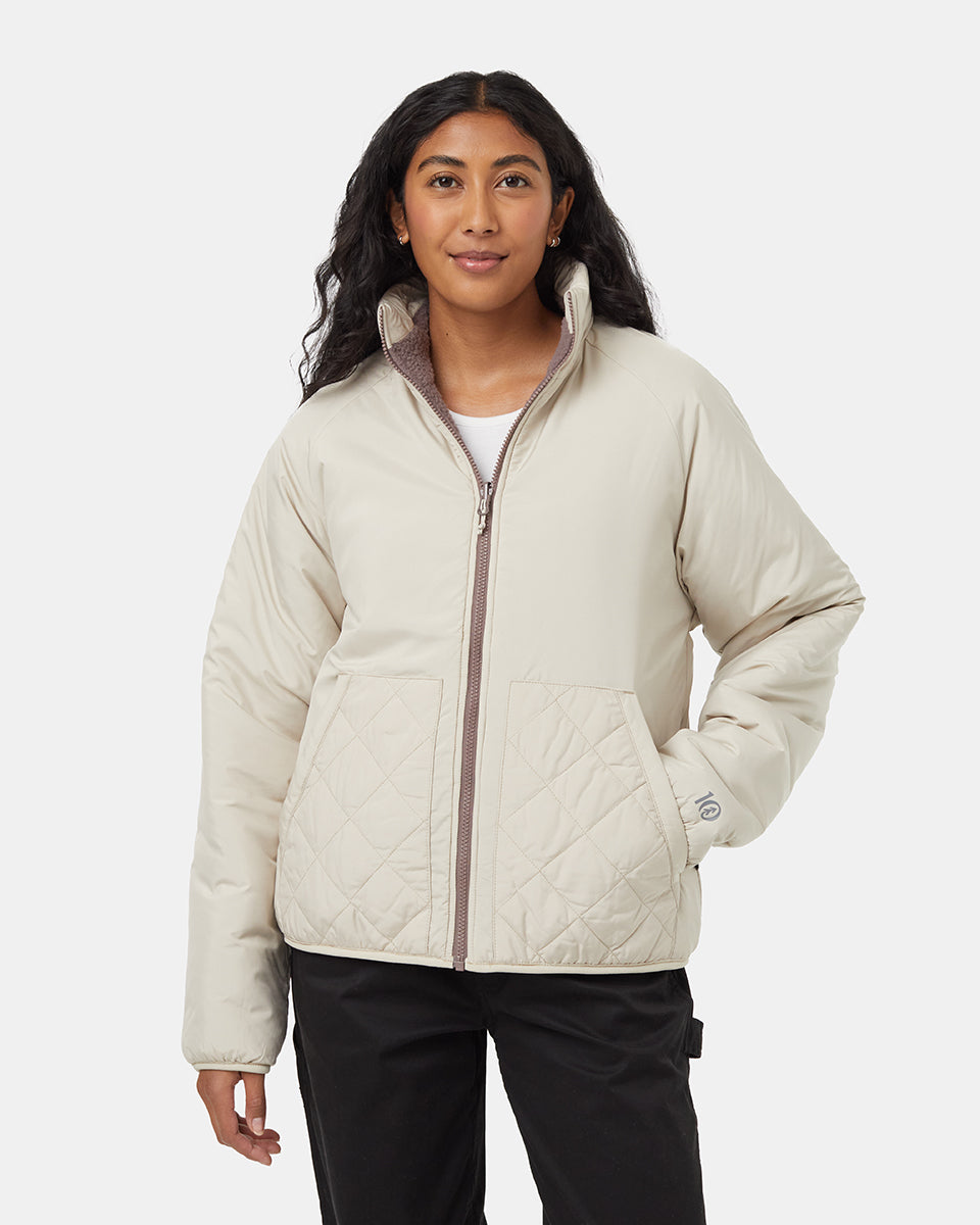 Tentree Women's EcoLoft Reversible Short Jacket - Elkwood Pale Oak