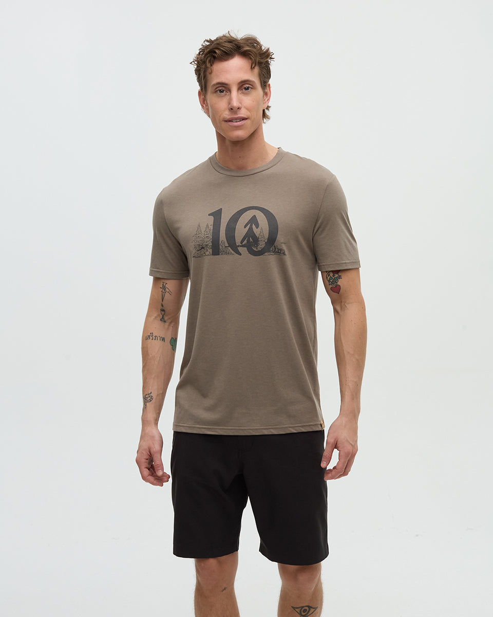 Tentree Men's Lake Life Logo T-Shirt - Clay Graphite