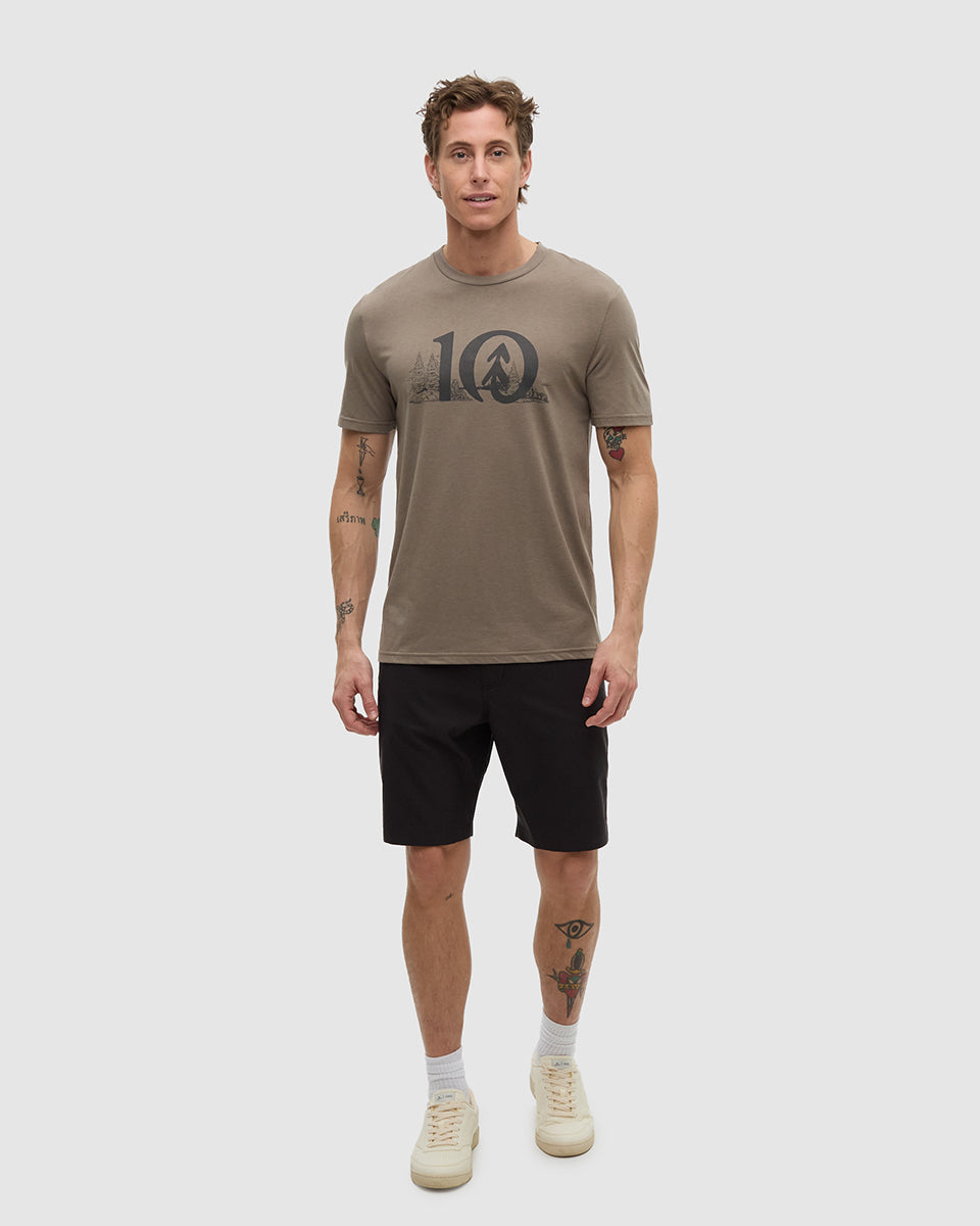 Tentree Men's Lake Life Logo T-Shirt - Clay Graphite