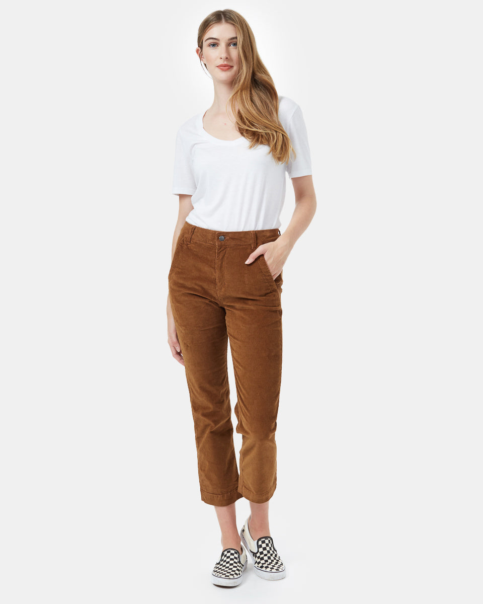 Tentree Corduroy Cropped Straight Leg Pant - Foxtrot Brown