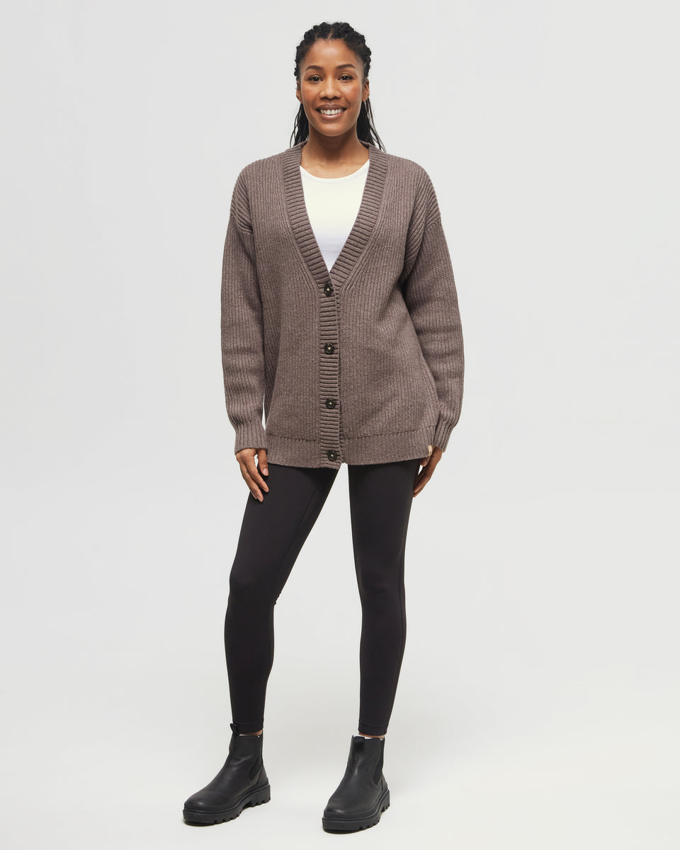 Tentree Women's Highline Oversized Button Cardigan - Dark Elkwood Heather