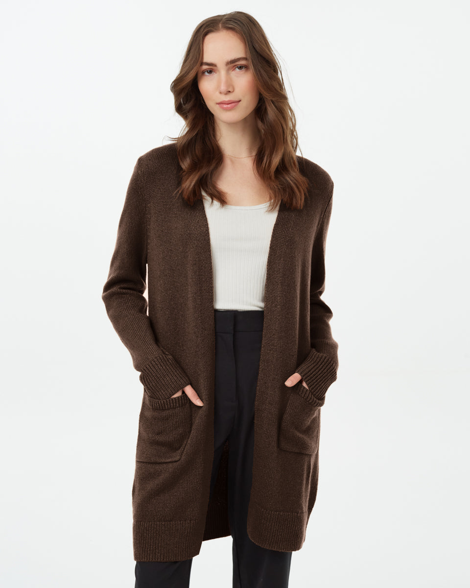 Tentree Women's Highline Wool Cardigan - Slate Brown Heather